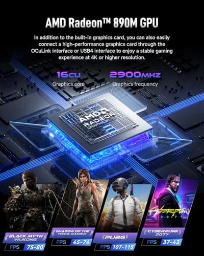 2025 Upgraded XG1-370 AI Mini PC, AMD Ryzen AI 9 HX 370 (12C/24T, up to 5.1GHz, 80 Tops), 64GB+1TB, 4x4K / 1x8K Output, WiFi 7, External GPU Support, Silent Cooling, Win 11 Pro, Gaming & Pro Creation