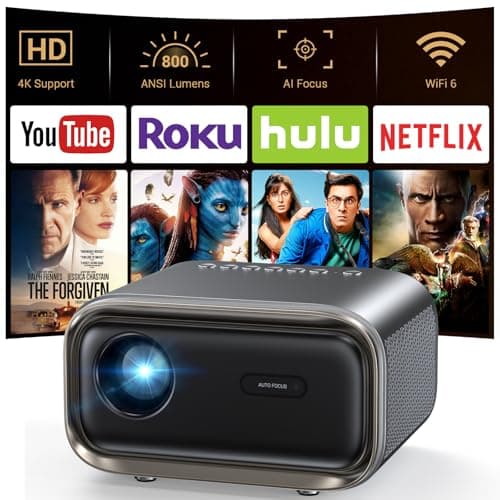 Projector with WiFi and Bluetooth: [Auto Focus/Keystone] - NICPOW Full HD 1080P 4K Supported Portable Bluetooth Projector for Gaming Devices and Phones - Ideal for Indoor Outdoor Use - Grey