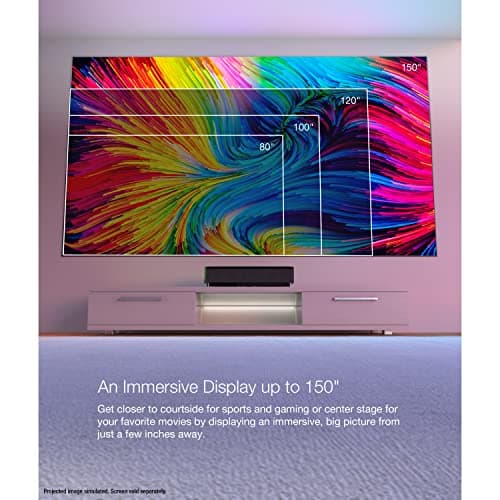 Epson EpiqVision Ultra LS800 Ultra Short Throw 3-Chip 3LCD Smart Streaming Laser Projector, 4,000 Lumens, 4K PRO-UHD, HDR, 150" Class, Android TV, 2.1ch Yamaha Built-in Speakers - Black (Renewed)