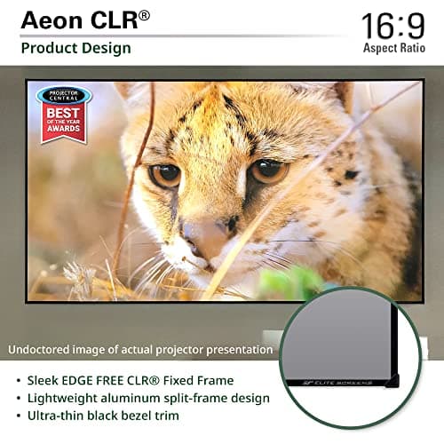 Elite Screens Aeon CLR 103-Inch ALR UST Projector Screen, 8K Edge-Free Fixed Frame, 95% Ambient Light Rejecting, Indoor Home Theater Movie Screen, Perfect for Ultra Short Throw Projectors, AR103H-CLR