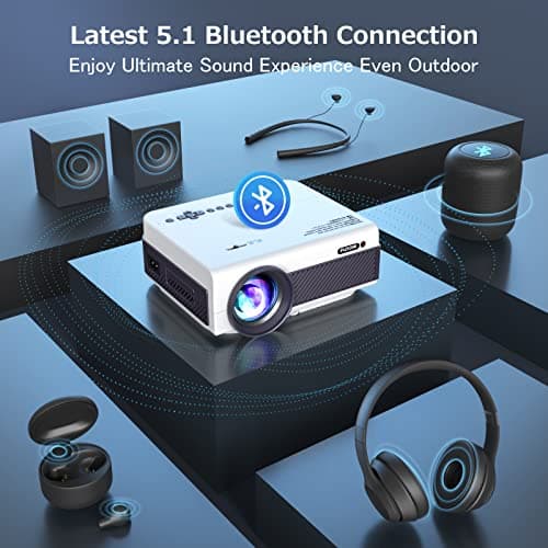 Projector with WiFi and Bluetooth, FUDONI 5G WiFi Native 1080P Outdoor Projector 15000L Support 4K, Portable Movie Projector with Keystone & Zoom, for iOS/Android/Laptop/TV Stick/HDMI/USB/VGA/TF