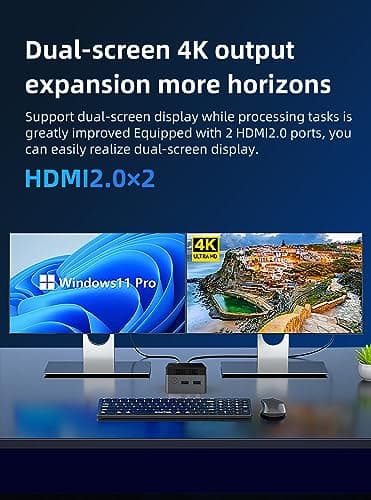 Windows 11 Pro Mini PC, Intel 11th Gen N5105 CPU, LPDDR4 8GB RAM 256GB M.2 NVME SSD, Mini Desktop Computer with Dual 4K HDMI WiFi5 BT4.2, Support Gigabit Ethernet for Office Home Theater Gaming
