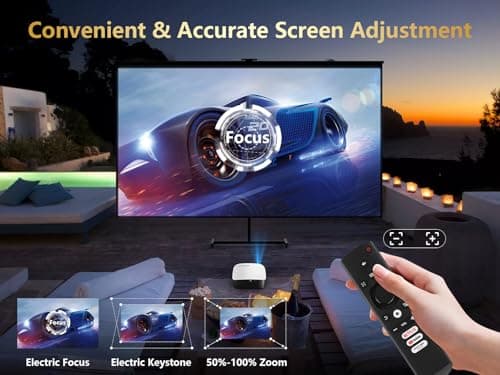 GooDee Smart 4K Projector with 5G WIFI and Bluetooth, Netflix/Amazn Prime Video Certified, Dolby Audio, 800ANSI Outdoor Projector, 400" Zoom Home Theater Projector Compatible with TV Stick,iOS,Android