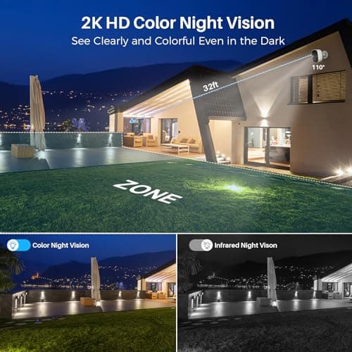 Security Cameras Wireless Outdoor (4 Pack), Battery Powered Cameras for Home Security with AI Motion Detection, 2K Color Night Vision, 2-Way Talk, IP66 Weatherproof, SD/Cloud Storage