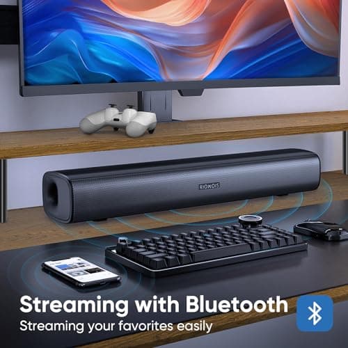 Sound Bar for Smart TV, Soundbar TV Speakers with Customized Bass Reflector, Compact Design and Easy Set up, Home Audio Surround Sound System for TV PC Projector, Wall Mountable