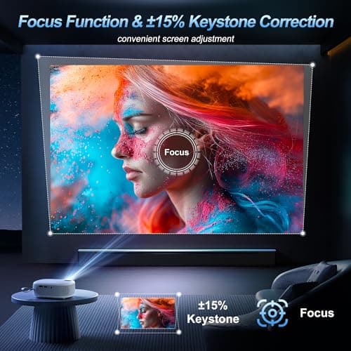 15000 Lumens Outdoor Movie Projector - Native 1080P HD Portable Projector with WiFi 6/Bluetooth 5.2, 300" Screen, ±15° Keystone | Compatible with iPhone, Android, Fire Stick, PS5, Xbox(USB-C Cable)