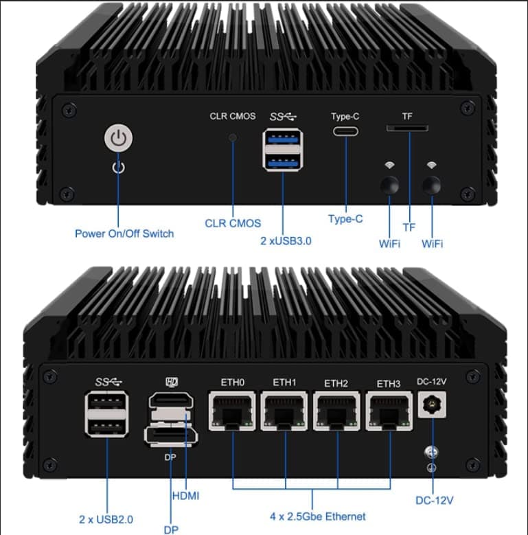 2.5GbE Linux Firewall Micro Appliance Celeron N5105 4xIntel I226 Nic Firewall Router PC Barebone No Ram No SSD AES-NI