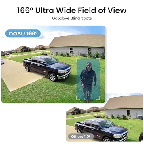 AOSU Solar Security Cameras Wireless Outdoor, 2K QHD Home Security System, 4-Cam Kit with 166° Ultra-Wide View, Cam-to-Cam Sync, 32GB Homebase Local Storage, Color Night Vision, No Monthly Fee