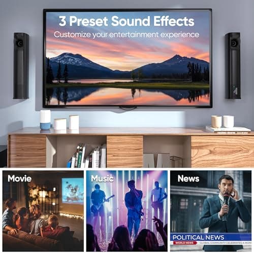 Saiyin Sound Bar for Smart TV with Subwoofer, 100W Detachable Soundbar Home Theater Surround Sound System for TV with Horn Tweeter, Adjustable Bass and HDMI-ARC/Bluetooth Optical/AUX/Connection