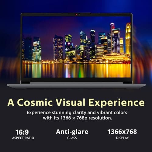 Lenovo Ideapad 1 15.6" HD Anti-Glare Laptop, Intel Celeron N4500, 12GB RAM, 416GB Storage(256GB SSD+160GB Docking Station Set), Intel UHD Graphics, Num Pad, Webcam, Win 11s, Grey