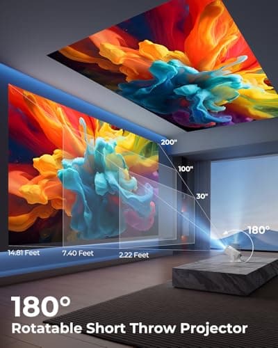 CLOKOWE Mini Projector with WiFi and Bluetooth - Built-in Apps, Smart Portable Projector with 180° Rotation, Auto Keystone, Support 1080P, Compatible with HDMI/USB/TV Stick/Smartphone/Laptop