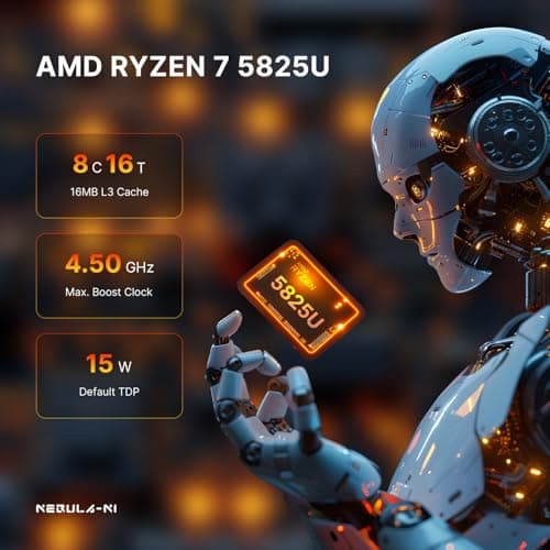 N1 Mini PC, AMD Ryzen 7 5825U (Upgraded 5700U/7430U, Up to 4.5GHz), 32GB DDR41 TB M.2 NVMe PCIe 4.0 SSD, Mini Computer Dual Display, WiFi-6E/BT-5.2, USB-C/2.5G LAN, Home/Office