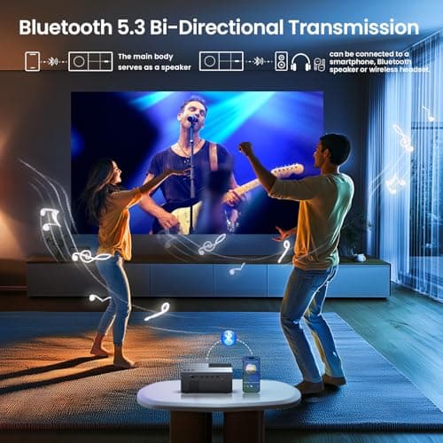 [Electric Focus] Projector with WiFi and Bluetooth, 20000LM Native 1080P Projector with Screen, YOWHICK Portable Movie Smart Projector, Home Projector 4K Supported for Phone/TV Stick /HDMI/USB Grey