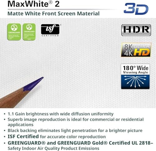 Elite Screens Manual Series, 150-INCH 16:9, Pull Down Manual Projector Screen with AUTO LOCK, Movie Home Theater 8K / 4K Ultra HD 3D Ready, 2-YEAR WARRANTY, M150XWH2,White