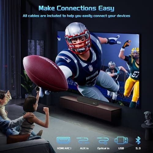 2.0 CH Dolby Digital Sound Bar - Bluetooth Home Theater Speaker with HDMI ARC, Optical, Aux for Smart TV, Gaming, PC & Projector, Compact Speaker Bar with 3D Surround Sound Home Theater Soundbar