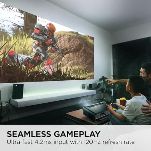 ViewSonic X1-4KPro 4K UHD LED Projector Designed for Xbox with Built-in Google TV and Netflix, 2500 ANSI Lumens, H/V Keystone, 4 Corner Adjustment, 1.3x Optical Zoom for Smart Home Theater