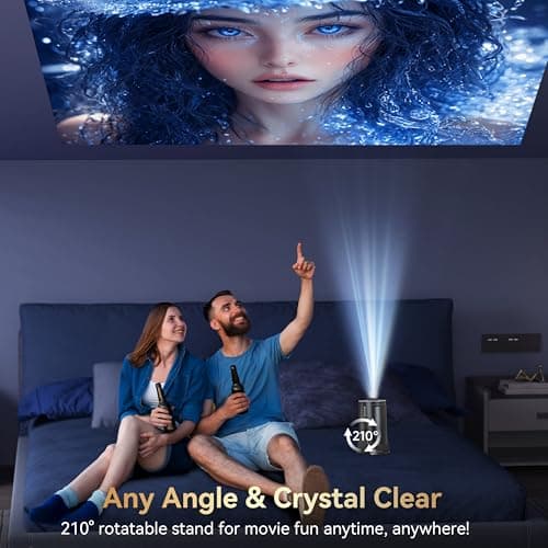 Mini Projector Built in Android TV 11.0 Portable Smart Projector with Wifi and Bluetooth 210°Rotatable 1080P Support Short Throw Outdoor Auto Keystone 40''-150'' Screen Home Theater Projector