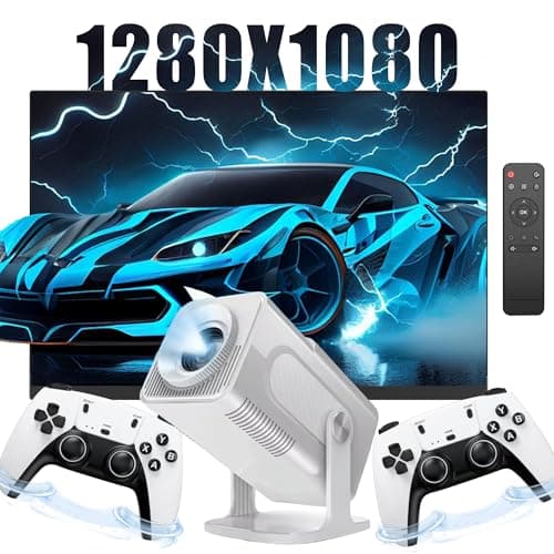 HCS350 Pro Projector and game,64G,Retro 4K Smart Game Projector 1280*1080P Built-in 30000 Games,Portable video game with 2 Wireless Controllers,5G WiFi Bluetooth,HDMI,Android 12,home theater,office