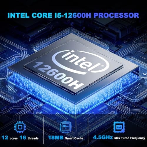 AWOW Mini PC Intel Core i5 12600H(12C/16T, up to 4.5GHz), HI12 Mini Computers 16GB DDR4 512GB PCIe3.0 SSD, Mini Desktop Computers Triple Display 4K, RJ45 2.5G LAN, Type C, WiFi 6, BT5.2