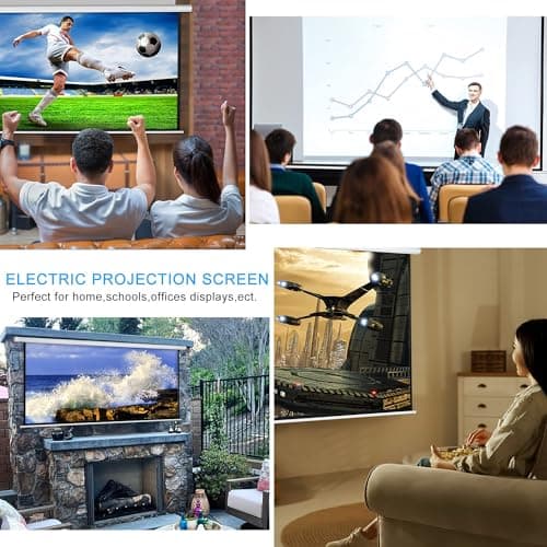 Kayle 120" Motorized Projector Screen Electric Diagonal Automatic Projection 16:9 HD Movies Screen for Home Theater Presentation Education Outdoor Indoor W/Wireless Remote, Wall/Ceiling Mount (White)