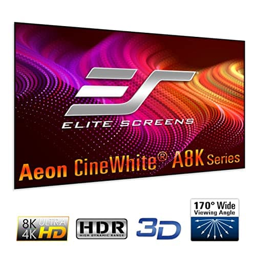 Elite Screens Aeon CineWhite A8K, 150" Diag, 16:9 Aspect Ratio, ISF Certified 8K Ultra HD Home Theater Fixed Frame Edge Free Projection Sound Transparent Perforated Weaved Screen, AR150H-A8K