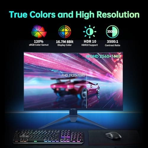 KTC 32 inch Curved Gaming Monitor, 180Hz 1ms MPRT, 2K 1440P 144Hz Monitor, 1500R HVA Display, Adaptive Sync, HDR, 120% sRGB, DisplayPort HDMI, Vesa Support 3.9x3.9'', PC Moniter for Gamers