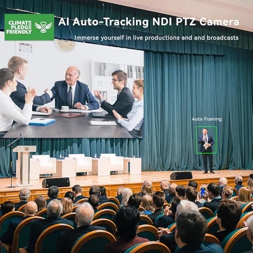 Tenveo AI Auto Tracking NDI PTZ Camera 3G-SDI/HDMI/USB3.0/LAN PoE 30X Optical+8X Digital Zoom IP Live Streaming Camera, FHD 1080P 60FPS for Church Services Worship Large Events Live Broadcast