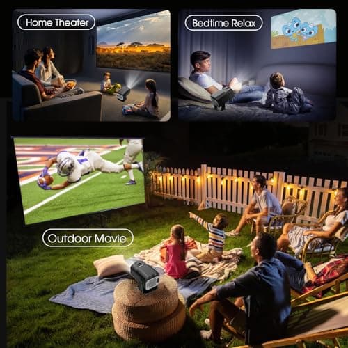 [Built-in App] Mini Projector 1920*1080P 4K Support Projector with Mouse Portable Projector with WiFi and Bluetooth 180° Adjustable Auto Keystone HDMI/TV Stick/USB/PS5/Laptop, with HDMI Cable & Mouse