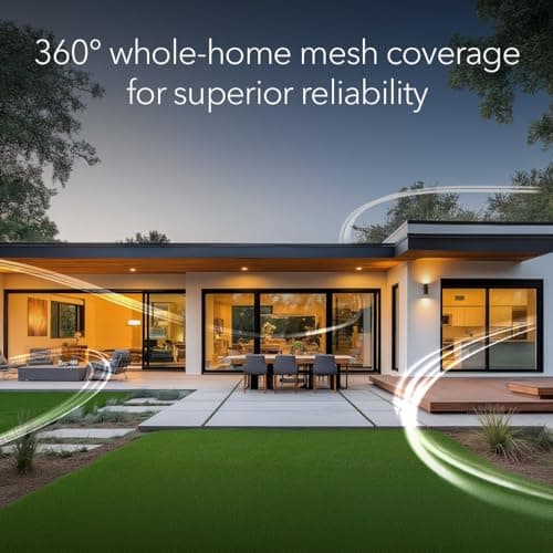 NETGEAR Orbi 370 Series Dual-Band WiFi 7 Mesh Network System for Home (RBE373) – Wireless Router + 2 Extenders, Security Features, 5 Gbps, Covers 6,000 sq.ft., 70 Devices, 2.5GB Internet Port, BE5000