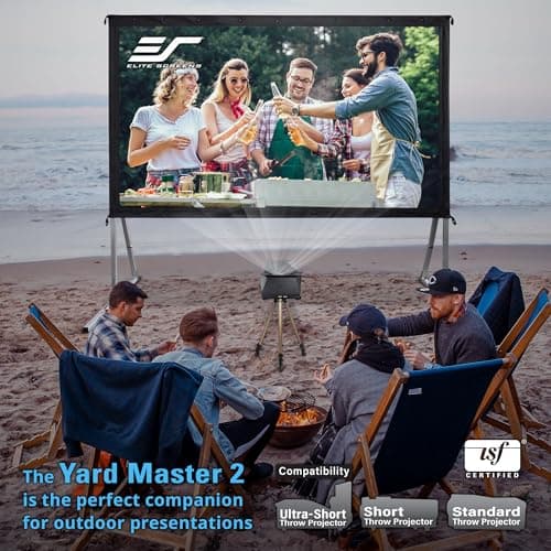 Elite Screens Yard Master 2, 135-INCH Outdoor Projector Screen with Stand 16:9, 8K 4K Ultra HD Fast Fold Portable Movie Screen Foldable Easy Snap On Cinema Theater, OMS135H2