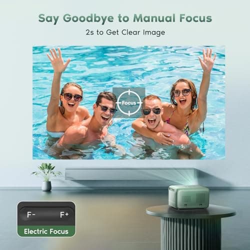【Electric Focus】4K Projector with WiFi and Bluetooth, TMY Portable Projector with Zoom Function, Movie Projector for Phone/TV Stick/HDMI/USB/Laptop/DVD/PS5, Mini Projector for Bedroom or Outdoor