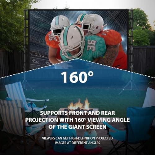Outdoor Projector Screen with Stand: LEORFI 150 inch Projector Screen Portable, Indoor Projections Screen and Stand, Rear Front Movie Screen 16:9 4K Full HD,Support Height Adjustable for Home Theater