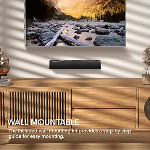 Small Sound Bar for TV, PC, Gaming, Surround Sound System, Mini TV Speaker Soundbar with Bluetooth/HDMI ARC/Optical/AUX/USB Connections
