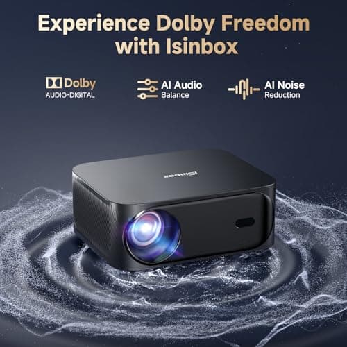 [Netflix-Licensed/Dolby Audio]Outdoor Projector with Wifi 6 and Bluetooth, iSinbox 1080P Native 800ANSI Portable Movie Projector, Built-in Netflix/YouTube/PrimeVideo, Electric Focus Smart Projector