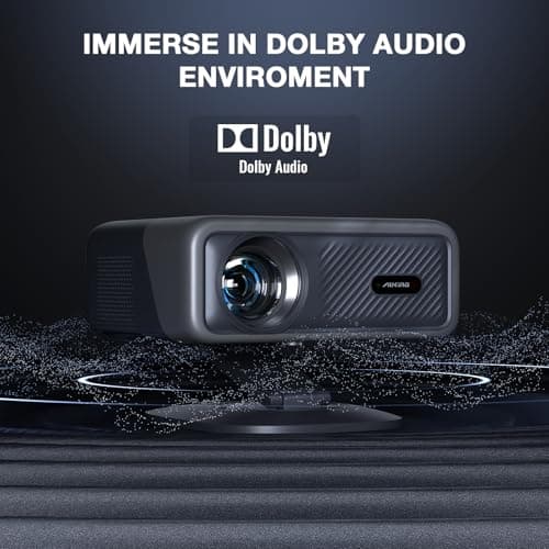 [Netflix Officially&AI Auto Focus]AuKing Smart Projector with Wifi and Bluetooth,Auto Focus&Keystone Projector4K,3D DoIby Audio, 800ANSI Outdoor Projector with Omnidirectional Rotating Stand(Grey)