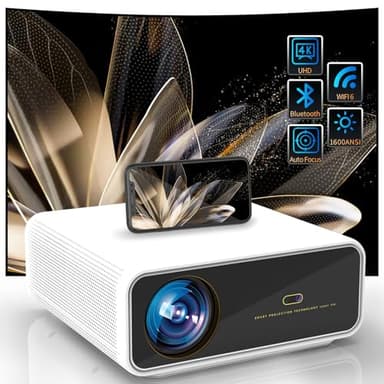 1800 Ansi Smart Outdoor Projector 4K with WIFI and Bluetooth,Auto Focus,ARC,DoIby Audio,PPT,Outdoor Movie Home Projector 4k HDR10+30W Speaker,500''Display,Compatible w/ TV Stick,iOS,Android,PC