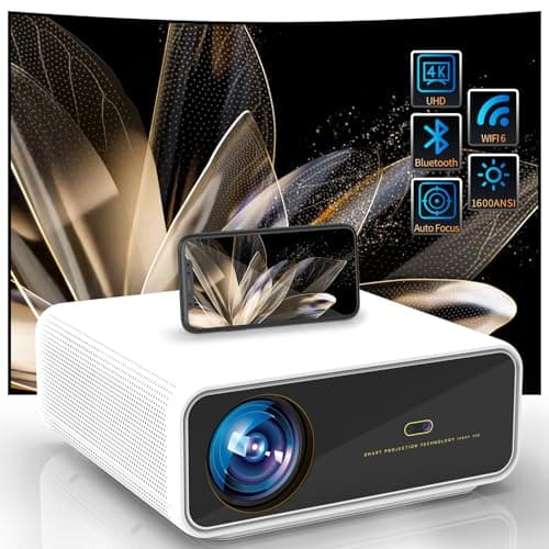 1800 Ansi Smart Outdoor Projector 4K with WIFI and Bluetooth,Auto Focus,ARC,DoIby Audio,PPT,Outdoor Movie Home Projector 4k HDR10+30W Speaker,500''Display,Compatible w/ TV Stick,iOS,Android,PC