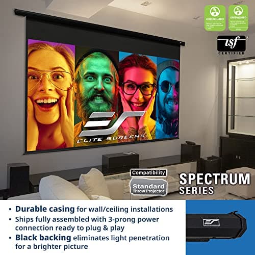 Projector Screen Elite Screens Spectrum, 128-INCH Diag 16:10, Motorized Projection Screen Movie Home Theater 4K/8K Ultra HD Ready, ELECTRIC128X2