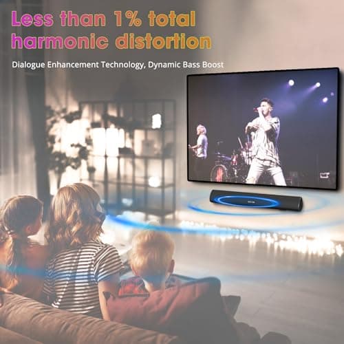 BESTISAN Soundbar, TV Sound Bar with Wired HDMI and Wireless Bluetooth 5.0 Home Theater System (28 Inch, Enhanced Bass Technology, 3-Inch Drivers, Bass Adjustable, Wall Mountable, DSP)