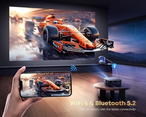 [1000 ANSI/Google TV/Voice Control]Smart Projector with WiFi 6 and Bluetooth, Netflix-Licensed 4K Support, Outdoor Movie Proyector, 1080P Home Ceiling Auto Focus Projector, PUTRIMS K12 Gray