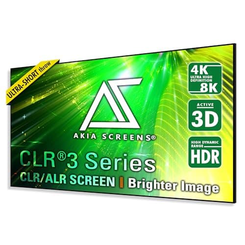 Akia Screens CLR ALR Projector Screen 103 inch 16:9 4K UST Ultra Short Throw Projection, Brighter Image, Ceiling Ambient Light Rejecting, Edge Free Fixed Frame Movie Screen Indoor AK-NB103H-CLR3