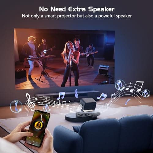 【Auto Focus/Keystone】4K Projector with WiFi and Bluetooth, 360° Rotating Movie Projector, Portable Projector with 200 ANSI, Outdoor Projector for Phone/PC/TV Stick/DVD/USB/HDMI