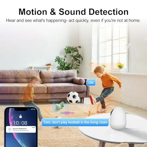 5&2.4Ghz Indoor Security Camera, 360° 3MP WiFi Cameras for Home Security, Home Security Camera, Baby/Pet Camera with Phone App, Motion/Sound Detection, Auto Tracking, 2-Way Audio, TF/Cloud Storage