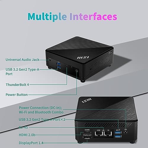 MSI Cubi 5 Professional Mini PC, 12th Gen Intel i5-1235U Processor (Beats Ryzen 7 5700U), 16GB RAM, 512GB SSD, Wi-Fi 6, Windows 11 Pro, Support 4K@60Hz Display, Seamless Multitasking at Work/Gaming