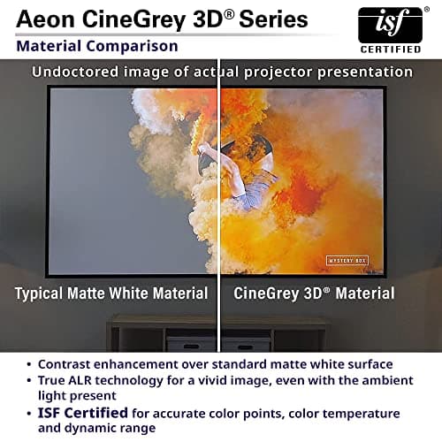 Elite Screens 135 inch CLR/ALR Projector Screen 16:9 4K, Standard Throw Projection, Edge Free Ambient Light Rejecting Fixed Frame Grey for Indoor Movie Screen Home Theater - Aeon CineGrey 3D AR135DHD3