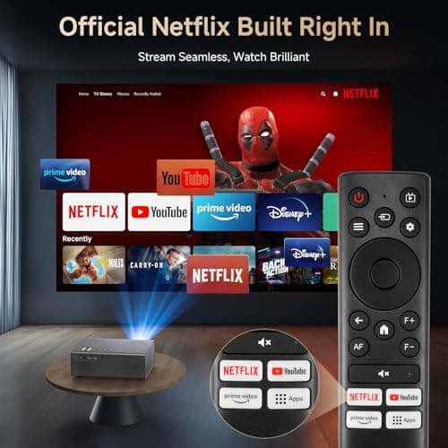 4K Projector with Netflix-Licensed&Dolby Audio, AI Auto Focus&6D Keystone Kogata Smart Projector with Built in Apps Outdoor Movie Proyector with WiFi 6 Bluetooth for Home Theater UPGRADE