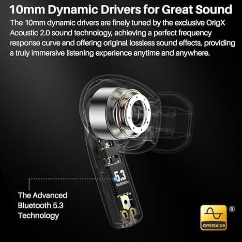 TOZO T20 Wireless Earbuds Bluetooth Headphones 48.5 Hrs Playtime with LED Digital Display, IPX8 Waterproof, Dual Mic Call Noise Cancelling 10mm Broad Range Speakers with Wireless Charging Case