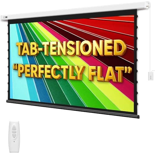 Tensioned Motorized Projector Screen by SilverMagic - Tab Tensioned and Modern Design Gray Screen with White Aluminum case for Home Theater/Living Room/Patio/Office/Classroom - 120 inch 16:9