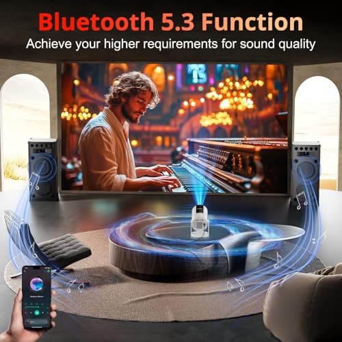Auto Keystone Projector with WIFI and Bluetooth, Pericat 210° Rotatable Portable Projector, 18000L Native 1080P Home Theater, Outdoor Movie Projectors Compatible with TV Stick, Laptop, PC, Smartphone