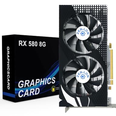 Radeon RX 580 8GB Graphics Card, 2048SP GDDR5 256 Bit Pc Gaming Video Card with Dual Cooling Fan, HDMI DP DVI-Output, PCI Express 3.0 Computer GPU for Office and Gaming